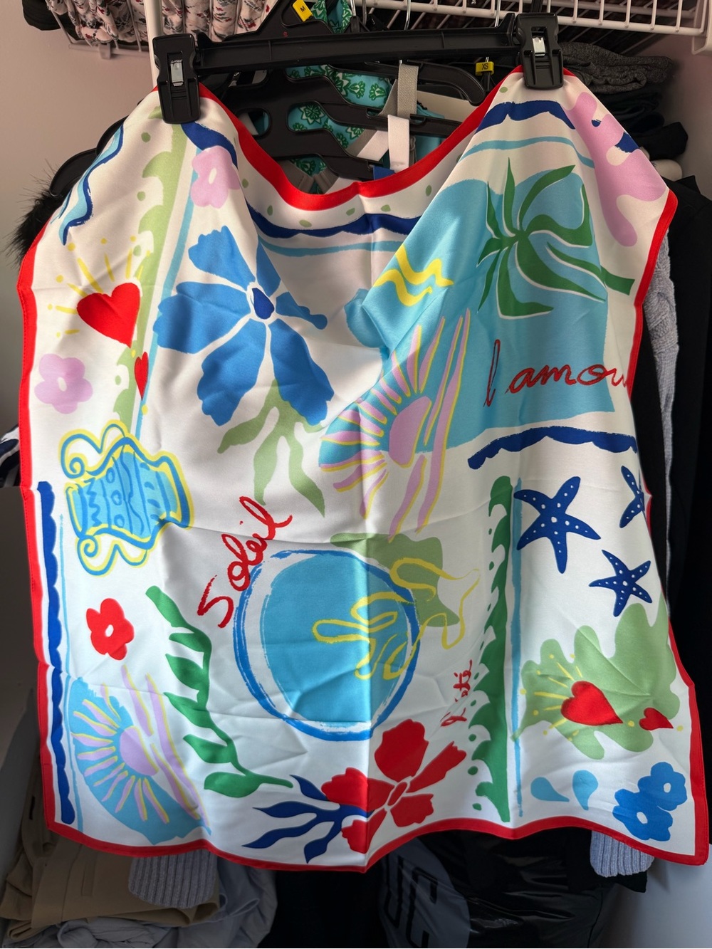 LOFT square silk scarf summer pattern NWT silk feeling polyester material